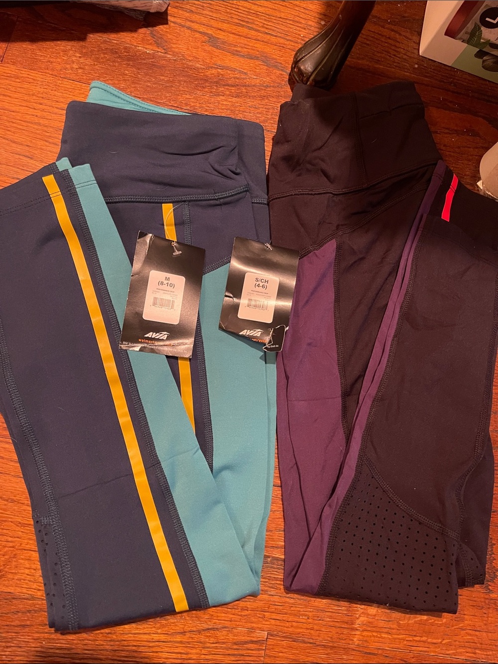 NWT Avia Women’s Colorblock Leggings - M Teal and Navy & S Purple and Black